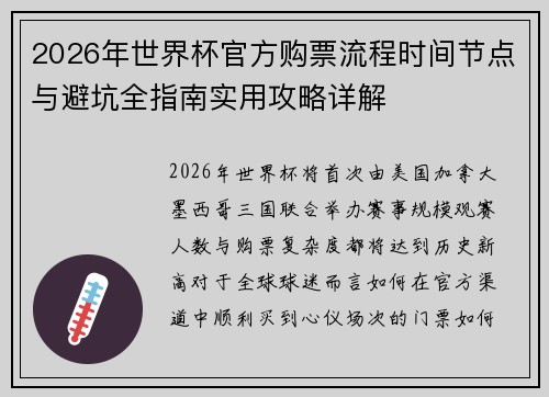 2026年世界杯官方购票流程时间节点与避坑全指南实用攻略详解